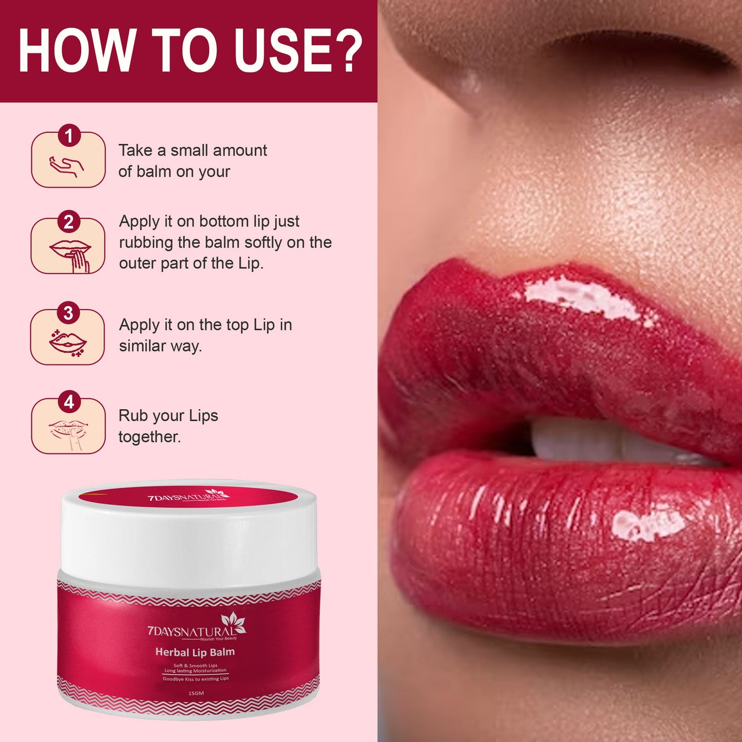 7Days Natural Lip balm for dark lips & pink soft lip (15g)  | 7Days Natural image 5