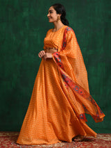 Yellow Printed Lehenga Choli With Dupatta - Elganza