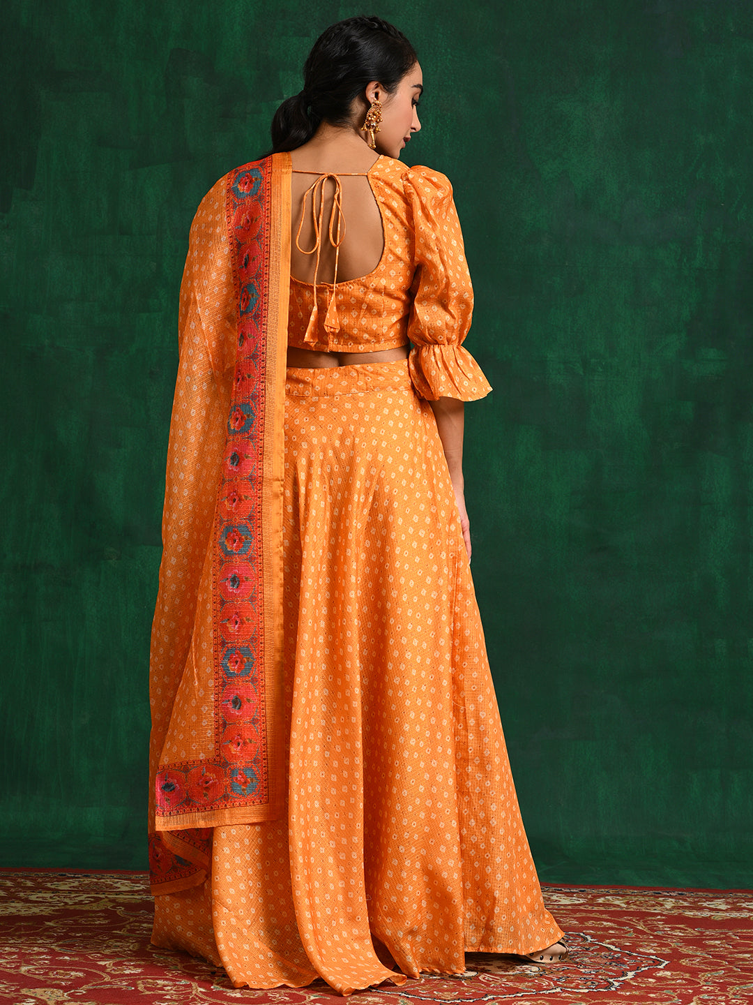 Yellow Printed Lehenga Choli With Dupatta - Elganza