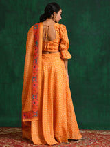 Yellow Printed Lehenga Choli With Dupatta - Elganza