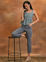 Blue Printed Tunic - Elganza