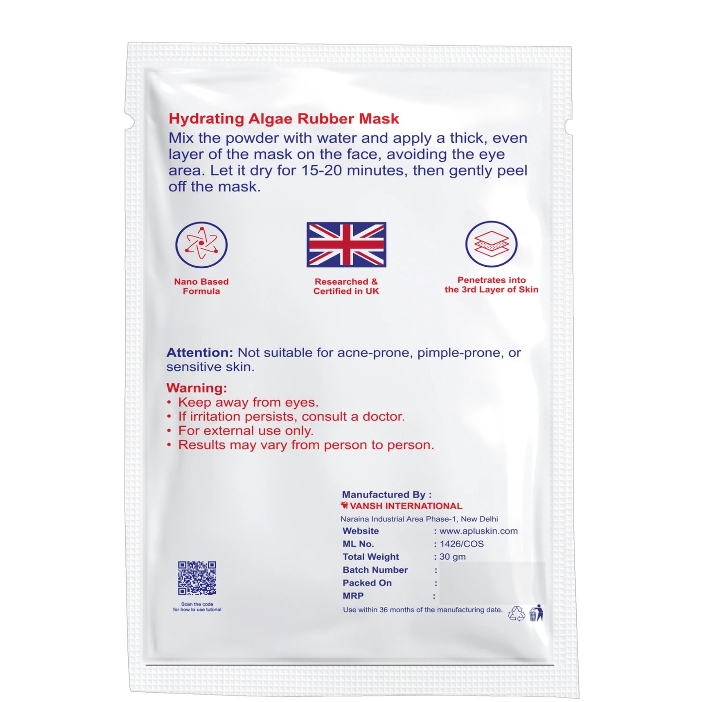 A+ Hydrating Algae Rubber Mask also know as Peel-off Mask/Mould Mask/Goji Mask – 30 gm image 5