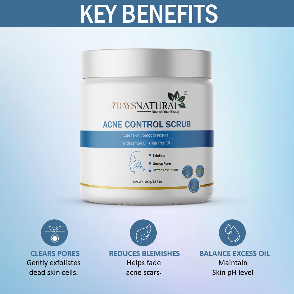7Days Natural Acne Control Scrub With Lemon Oil & Tea Tree Oil-100 image 0