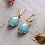 Imported Natural Stone Crystal Geometric Eardrop Earrings for Women - Elganza