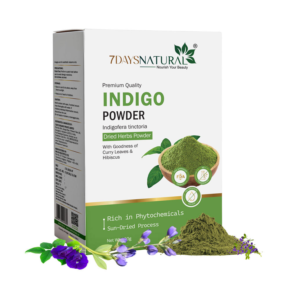 7Days Natural Indigo Powder for Natural Hair Coloring | Protects hair-200gm image 0