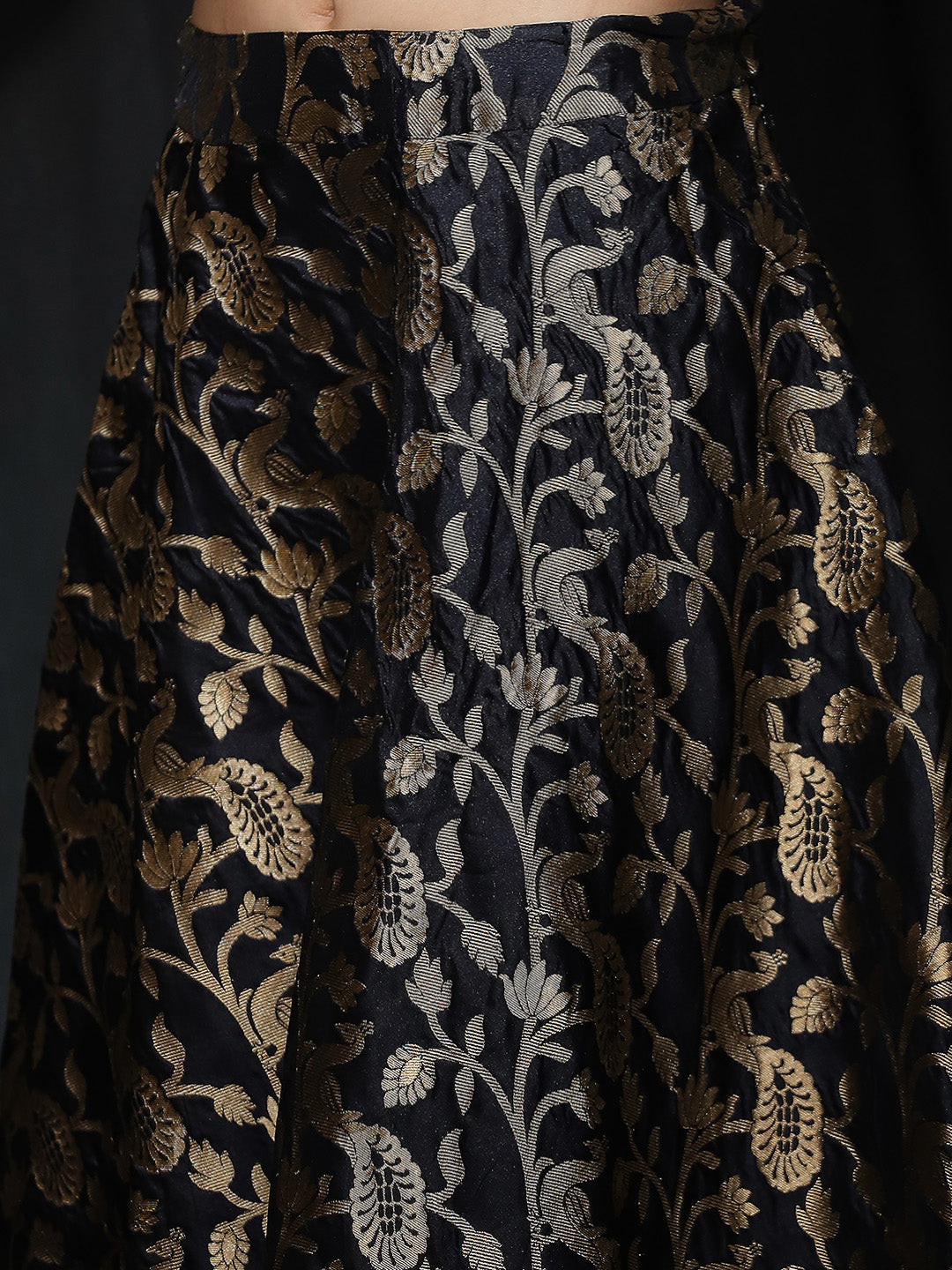 Black Jacquard Lehenga Choli With Dupatta - Elganza