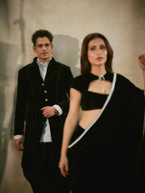 Elegant Viscose Velvet Winter Saree with Pearl Lace Border