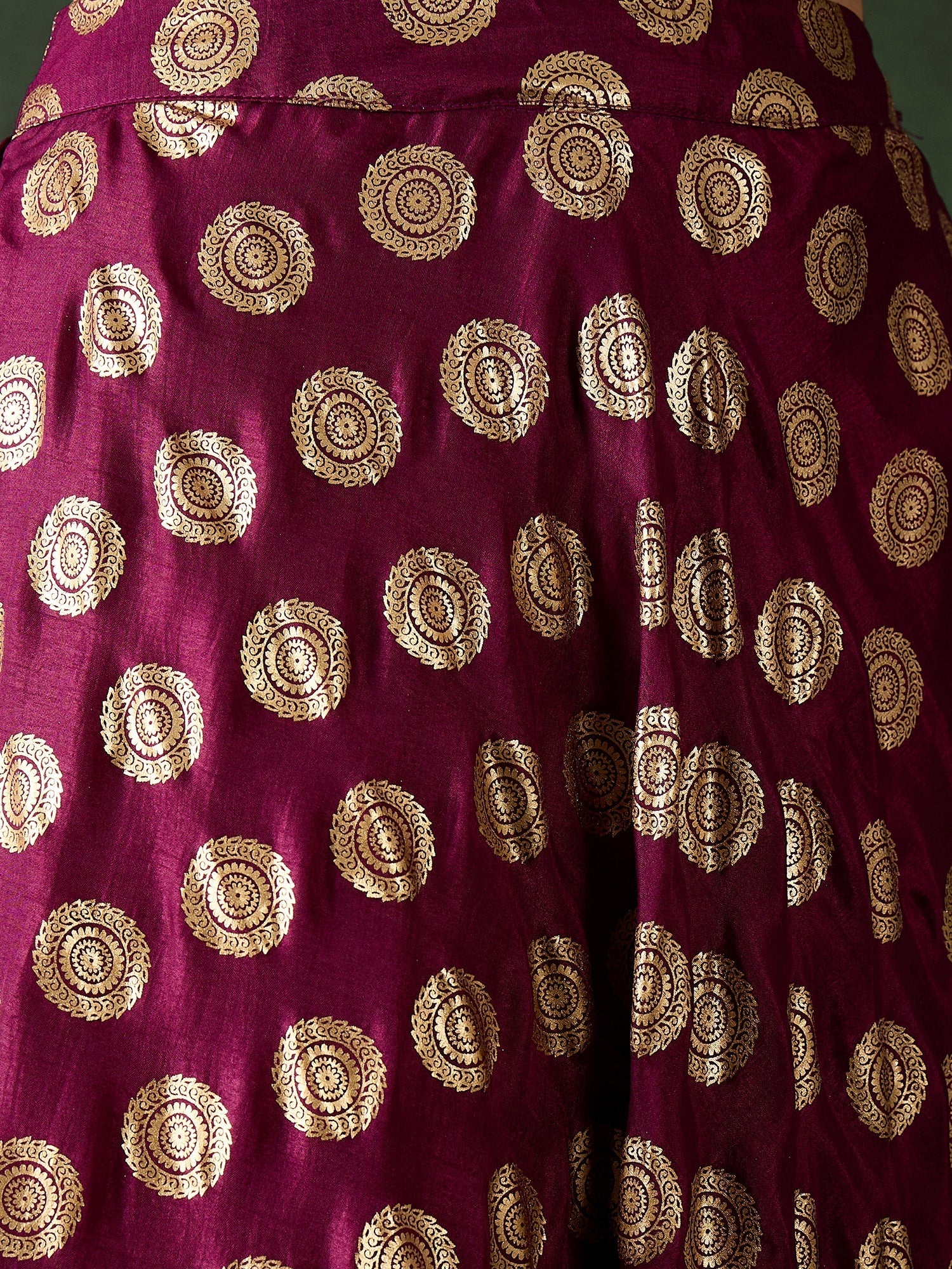 Purple Gold Foil Print Lehenga Choli With Duptta - Elganza
