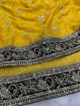 Most Popular Evergreen Soft Mocha Silk Saree with Silver Jari & Sequins Embroidery