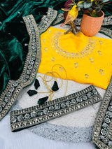 Designer 9000 Velvet Saree with Sequins & Jari Dori Embroidered Lace Border and Waist Belt