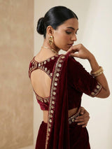 Designer Velvet Winter Saree with Dual Sequin Embroidery