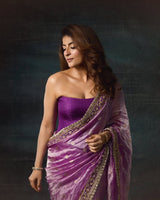 Beautiful Designer Mocha Silk Embroidered Saree with Sequins Work