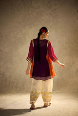Women Designer 2 Piece Chanderi Suit Set with Lampi Lace Work