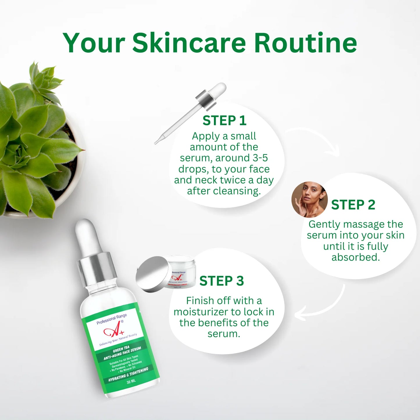 Green Tea Anti-Ageing Face Serum for Women – 30 ml image 4