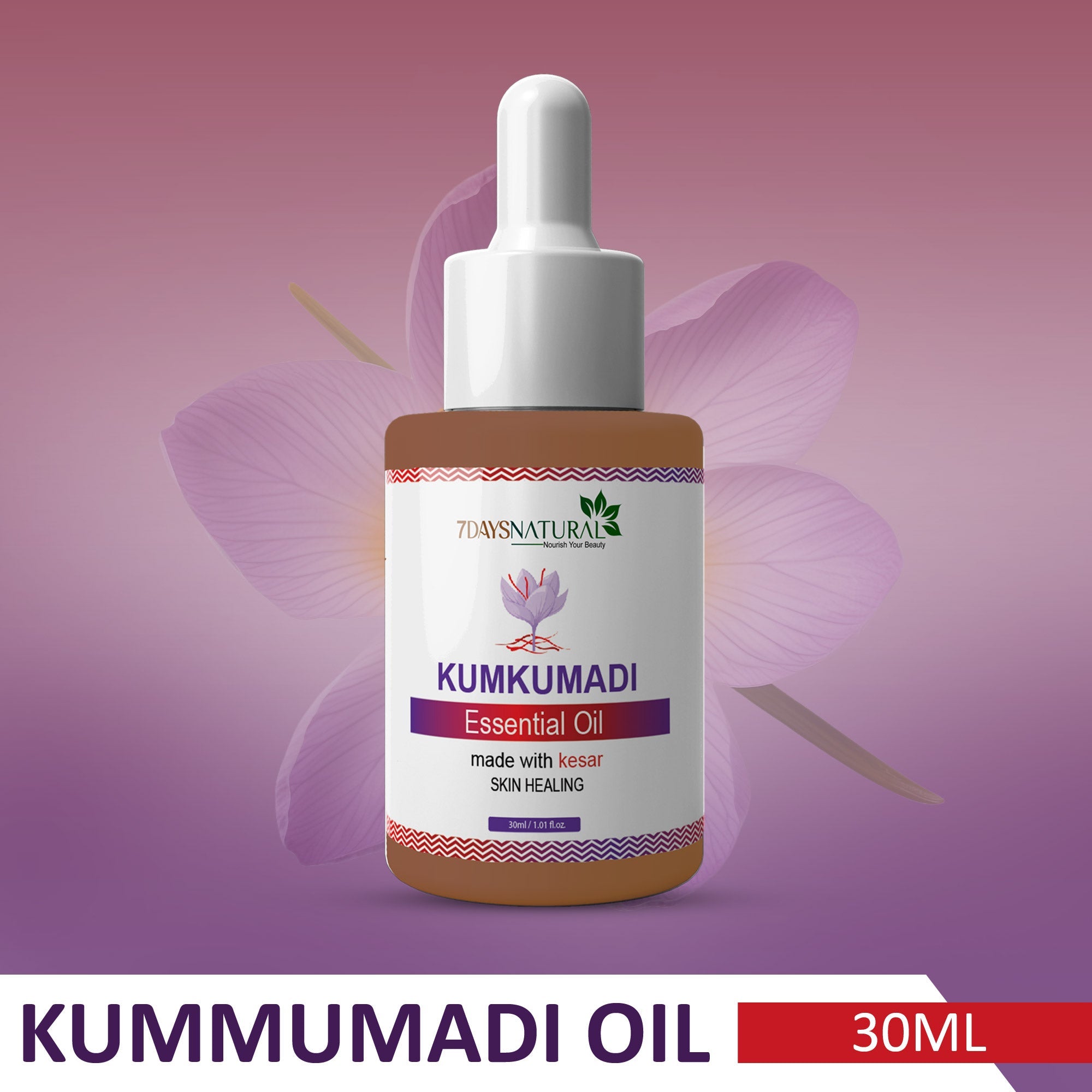 Kumkumadi Essential Oil 30 ml for glowing skin natural way & Diminishes scars, dark circles and dark spots| 7Days Natural image 6