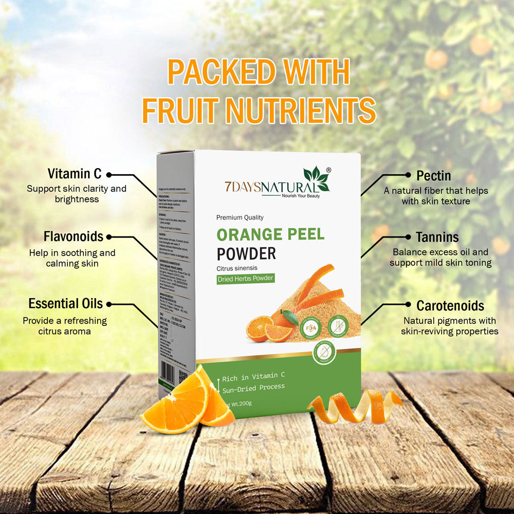7Days Natural Orange Peel Face Powder Face Pack for Remove Scars, Marks, Dark Spots, Pimples (200 g) image 3