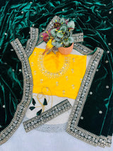 Designer 9000 Velvet Saree with Sequins & Jari Dori Embroidered Lace Border and Waist Belt