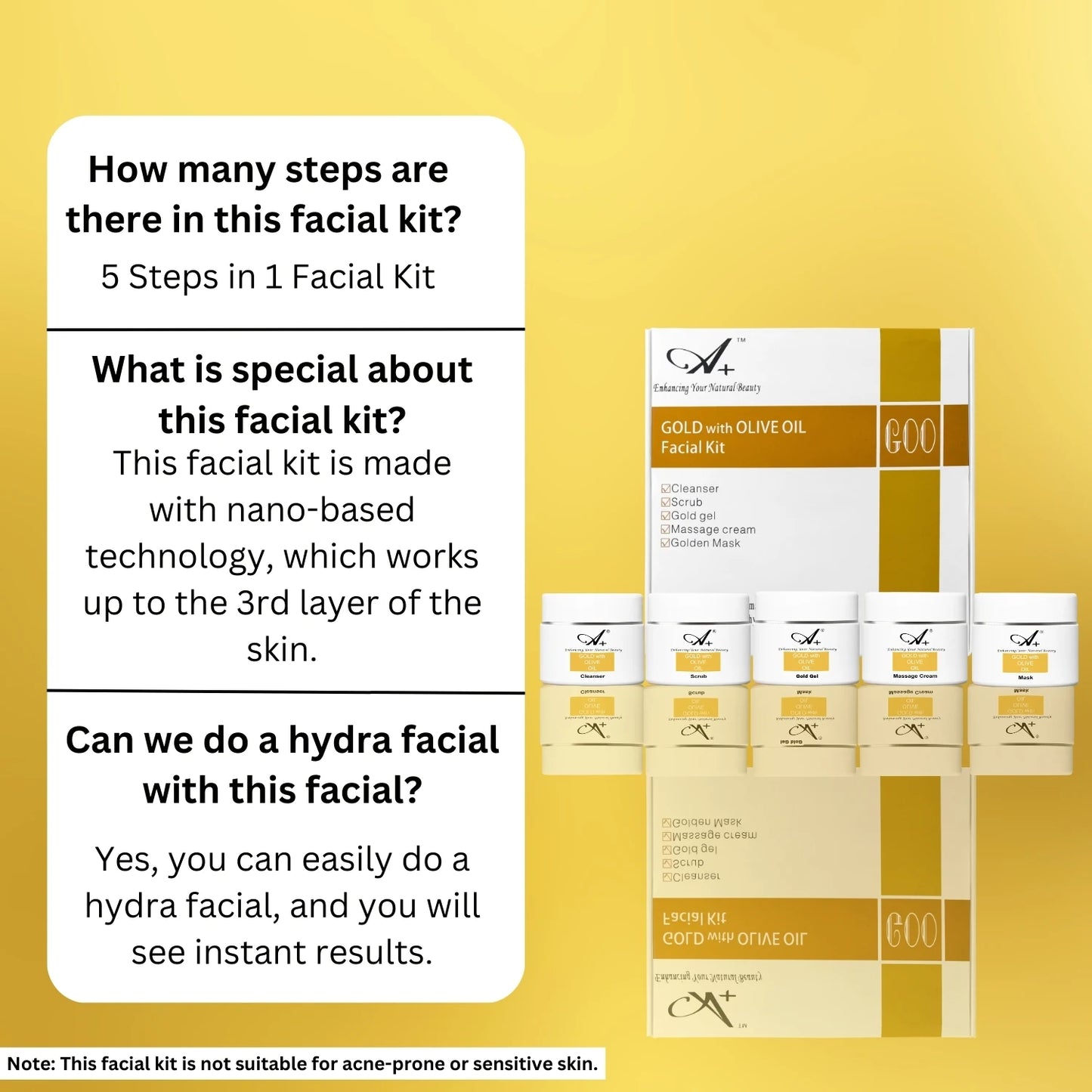 A+ Gold with Olive Oil Facial Kit, 5 Steps – 250gm image 3