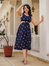 Indigo Cut-Out Midi Dress