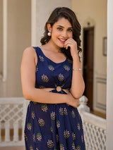 Indigo Cut-Out Midi Dress