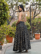 Festive wear black and beige lehenga choli outfit