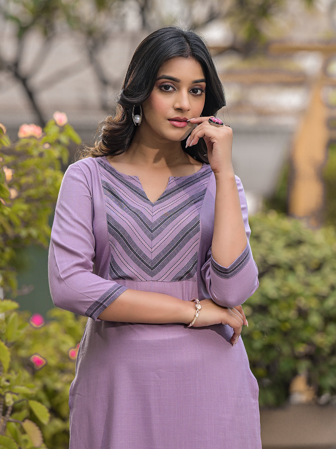Purple yard Dyed Kurta Set - Elganza