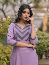 Purple yard Dyed Kurta Set - Elganza