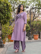 Purple yard Dyed Kurta Set - Elganza