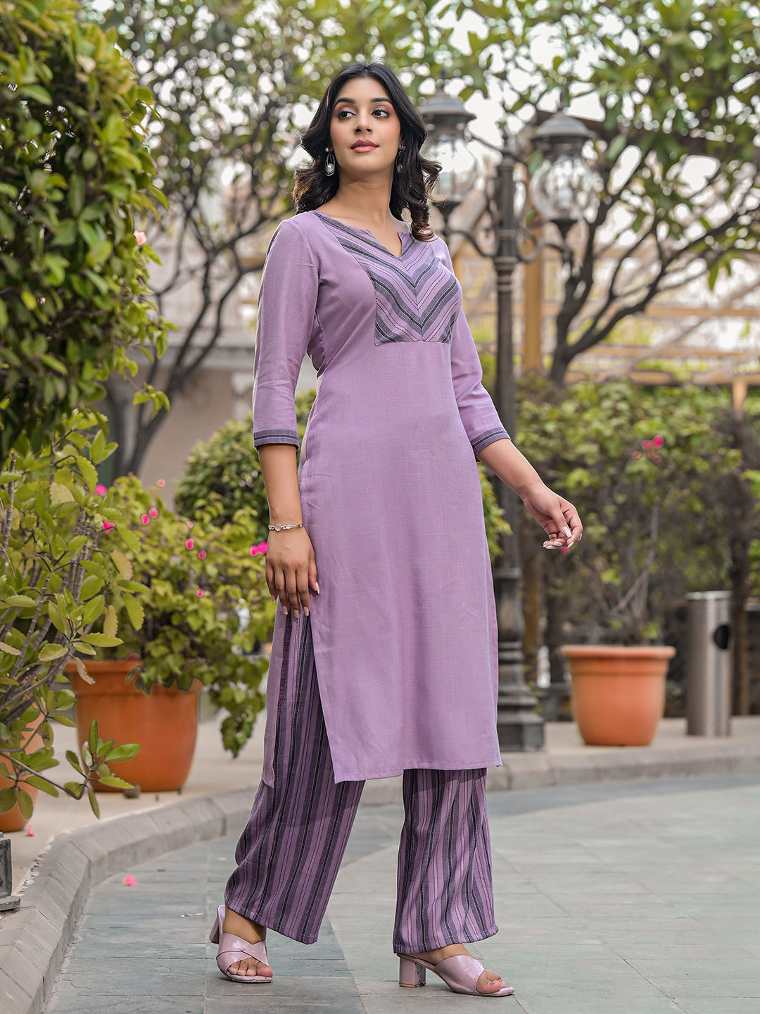 Purple yard Dyed Kurta Set - Elganza
