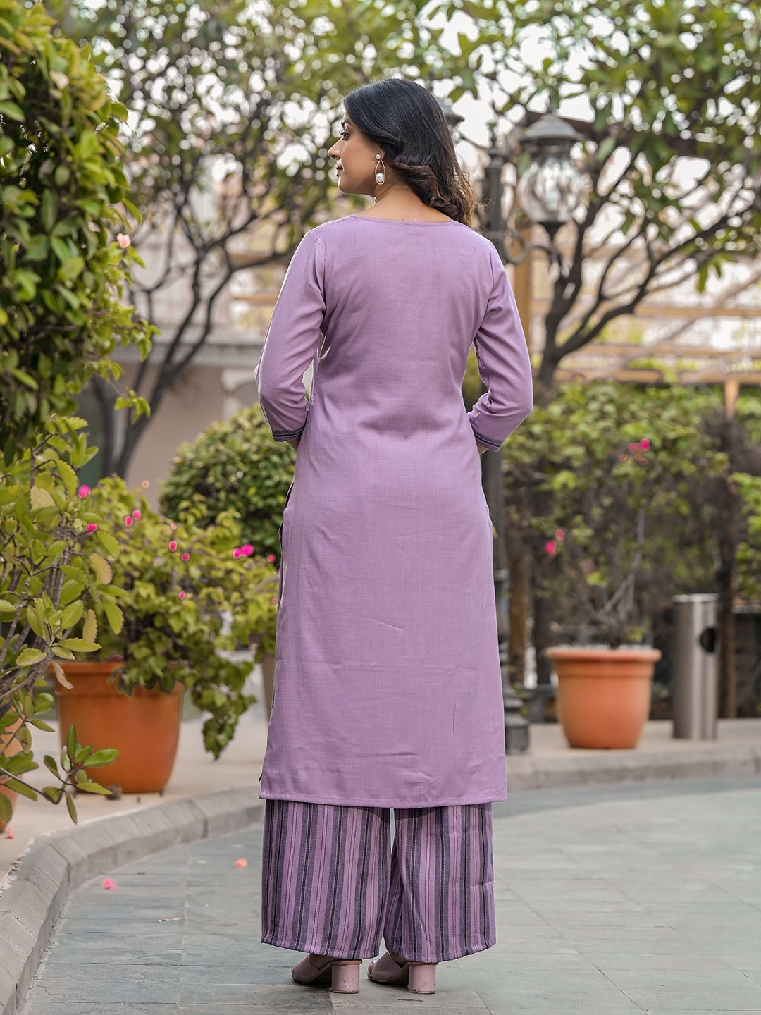 Purple yard Dyed Kurta Set - Elganza