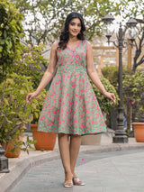 Mint Green A-Line Summer Dress - Elganza