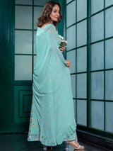 Mint Green Gold print Lehenga Choli & dupatta - Elganza