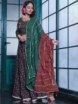 Olive & Black Patola Print Lehenga Choli - Elganza