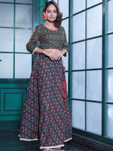 Olive & Black Patola Print Lehenga Choli - Elganza