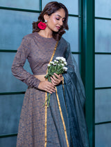 Grey & Gold Lehenga Choli With Organza Dupatta - Elganza