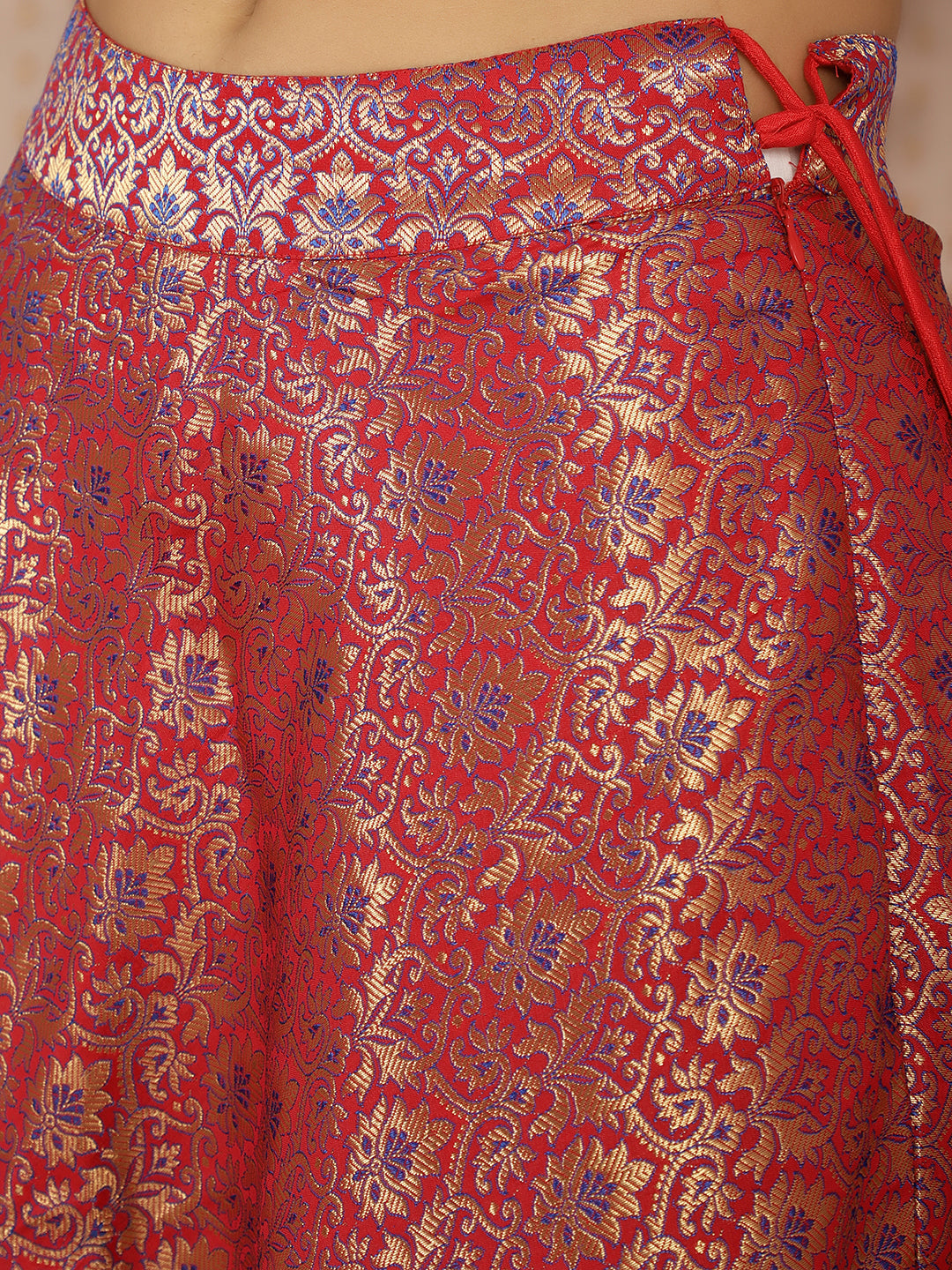 Red Banarasi Jacquard Lehenga Choli - Elganza