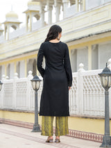 Black & Lime Snake Print Kurta Set - Elganza