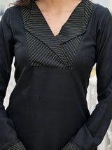 Black & Lime Snake Print Kurta Set - Elganza