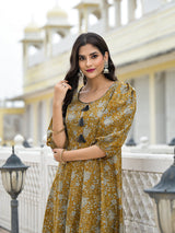 Mustard kantha Anarkali Kurta - Elganza