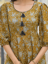 Mustard kantha Anarkali Kurta - Elganza