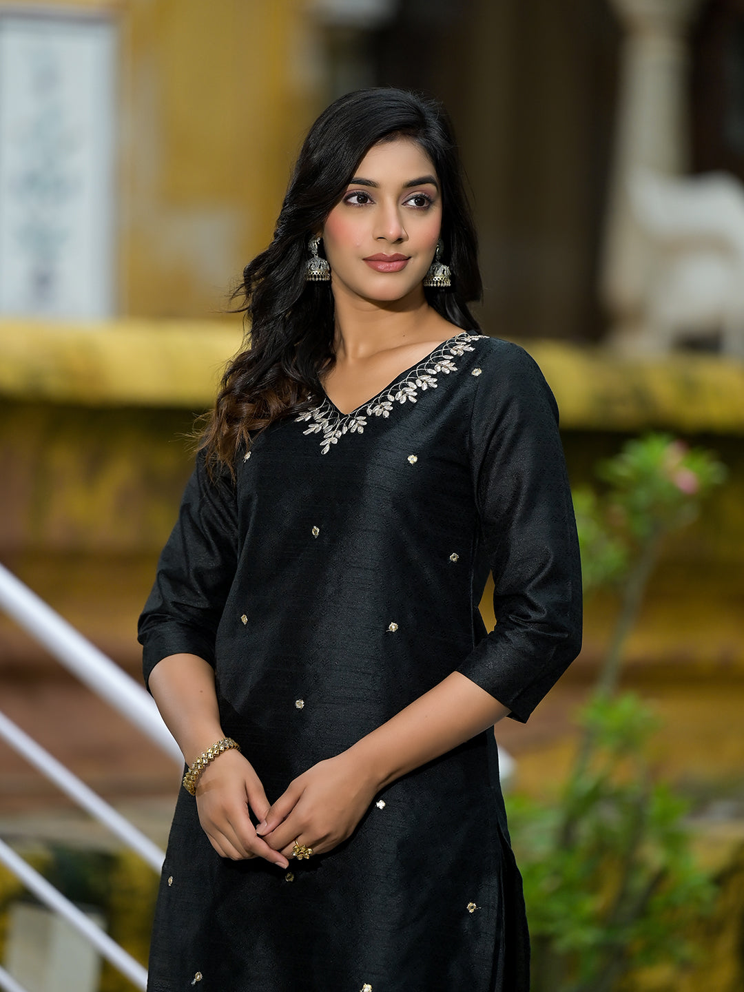 Black Gota patti Kurta Set - Elganza