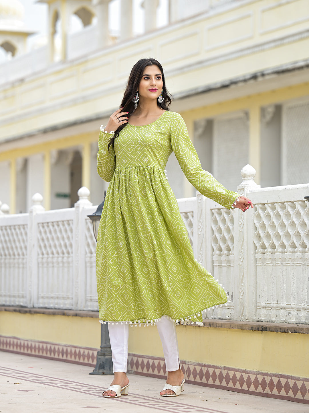 Mehendi Green Nyra Cut Kurta - Elganza