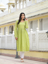 Mehendi Green Nyra Cut Kurta - Elganza