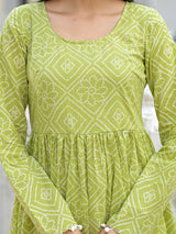 Mehendi Green Nyra Cut Kurta - Elganza