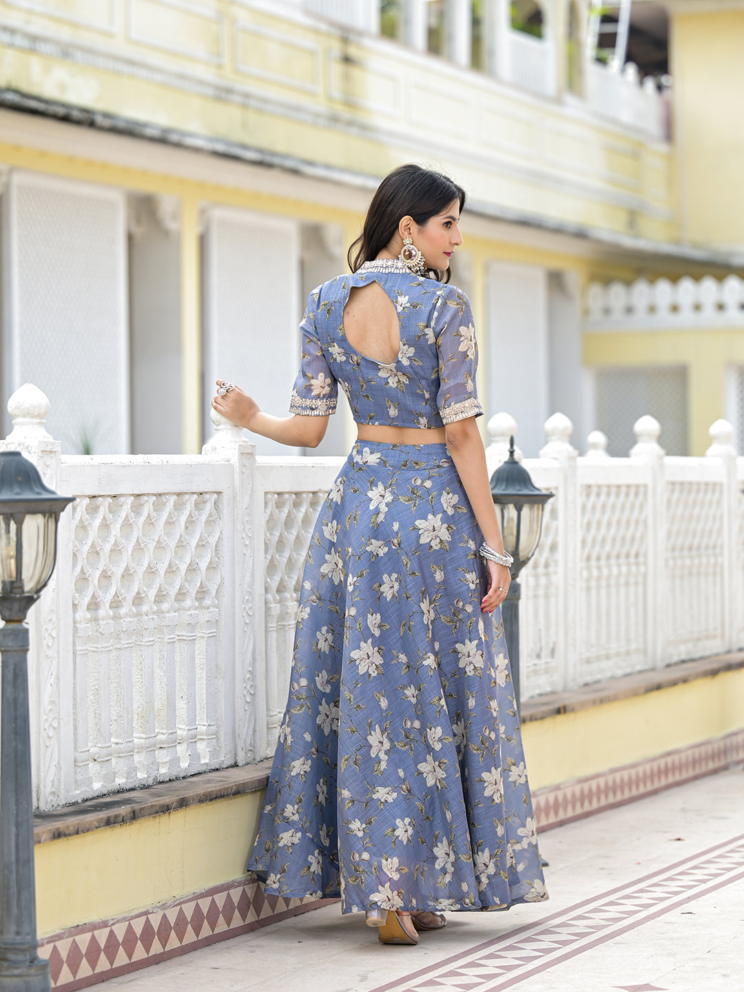 Grey lehenga Choli with Gota Patti work - Elganza