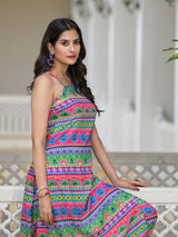 Multicolor Kurta Set with noodle Strap - Elganza