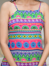 Multicolor Kurta Set with noodle Strap - Elganza