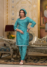 Green Bandhani Chudaar Kurta Set - Elganza