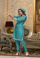 Green Bandhani Chudaar Kurta Set - Elganza