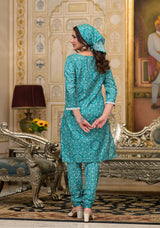 Green Bandhani Chudaar Kurta Set - Elganza